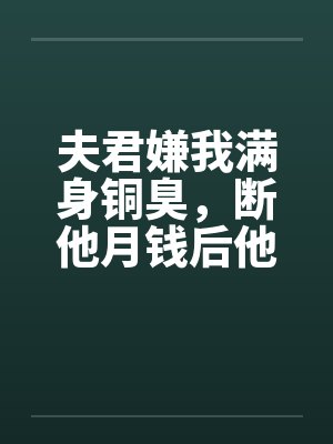 夫君嫌我满身铜臭，断他月钱后他跪求我发妻回心转意